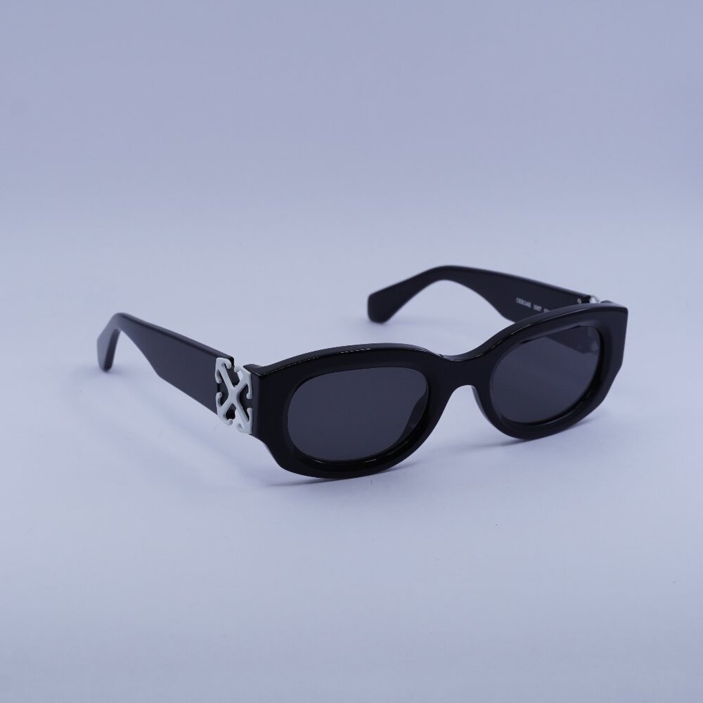 Off-White OERI14E PALMER 1007 Sunglasses Black Oval Frame, Grey Lenses